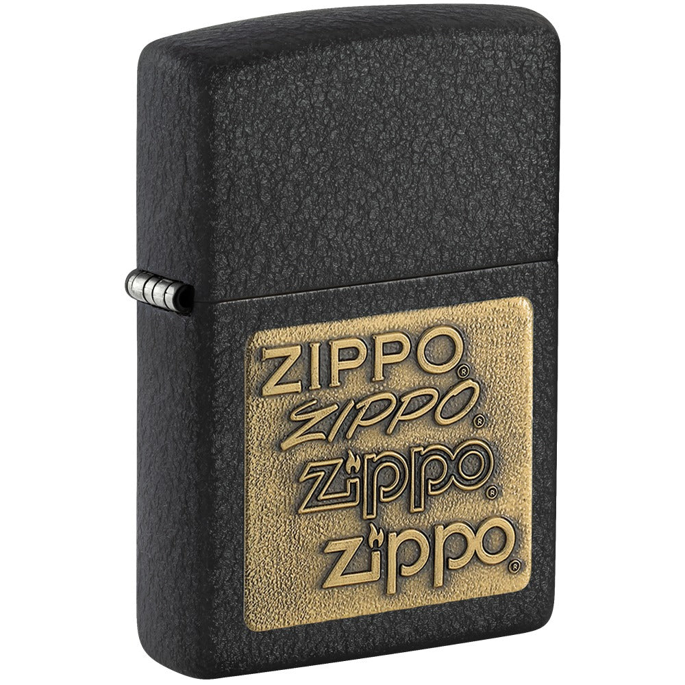 Zippo Upaljač 362 Brass Logo Emblem Black Crackle – slika 8