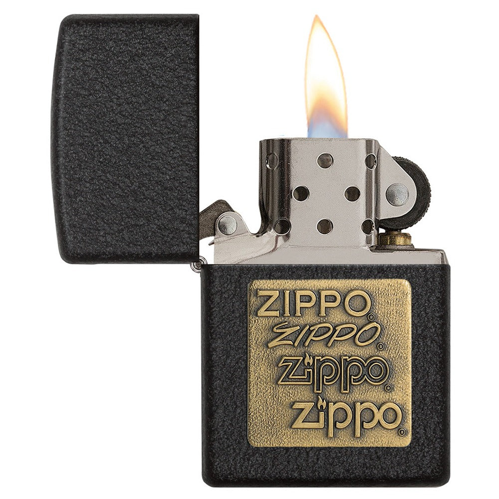 Zippo Upaljač 362 Brass Logo Emblem Black Crackle – slika 10