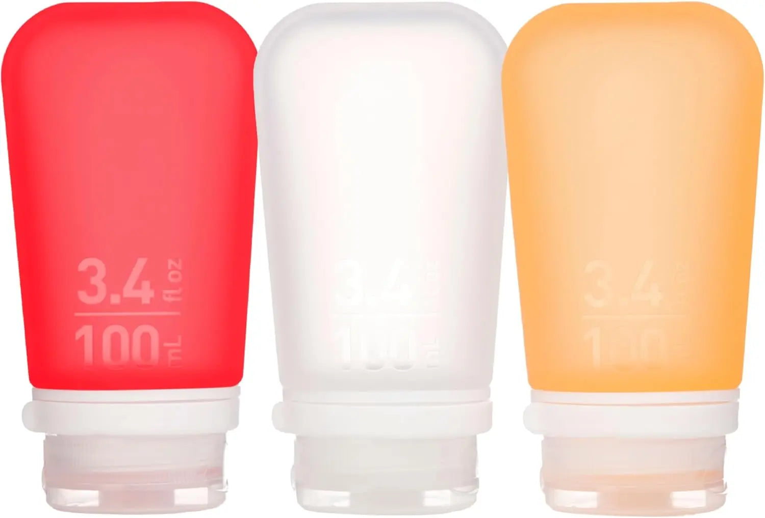 GoToob+ 3-komada mala (50 ml; 1.7 fl.oz) prozirni/crveni/narandžasti