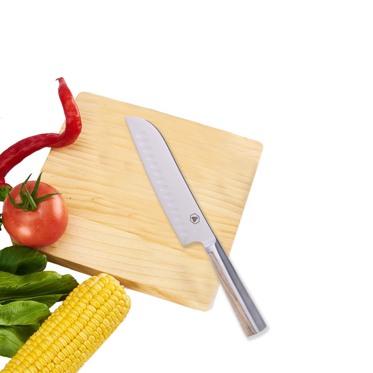 Laguiole Kuhinjski Nož Santoku sa Drškom od Jasena i Čelika – slika 6