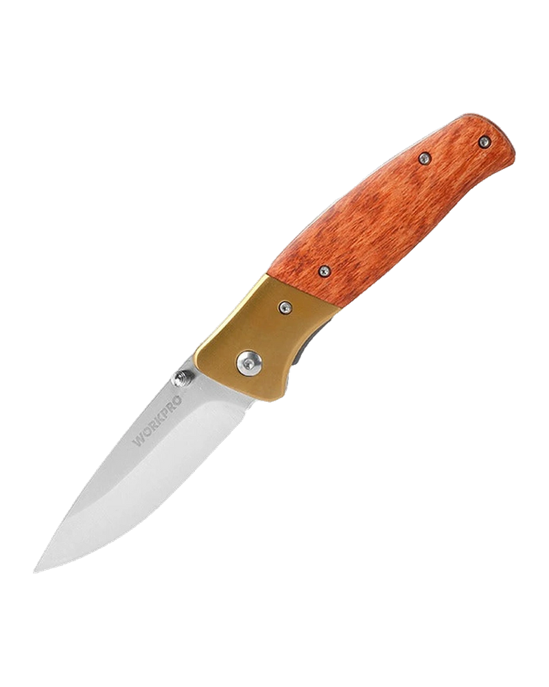 Workpro Sklopivi Nož sa Drvenom Drškom 4,5"
