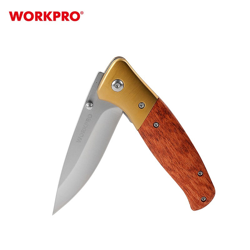 Workpro Sklopivi Nož sa Drvenom Drškom 4-1/2" – slika 2