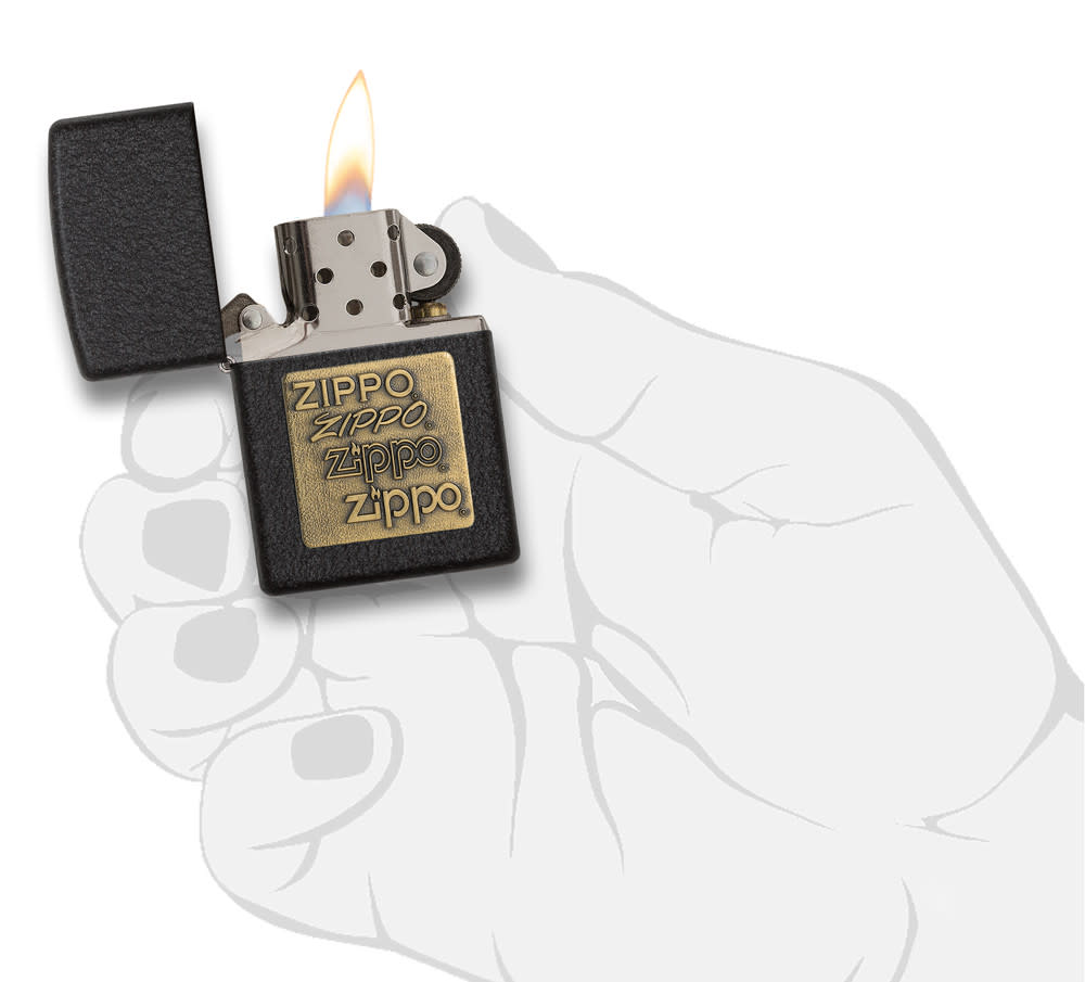 Zippo Upaljač 362 Brass Logo Emblem Black Crackle – slika 4