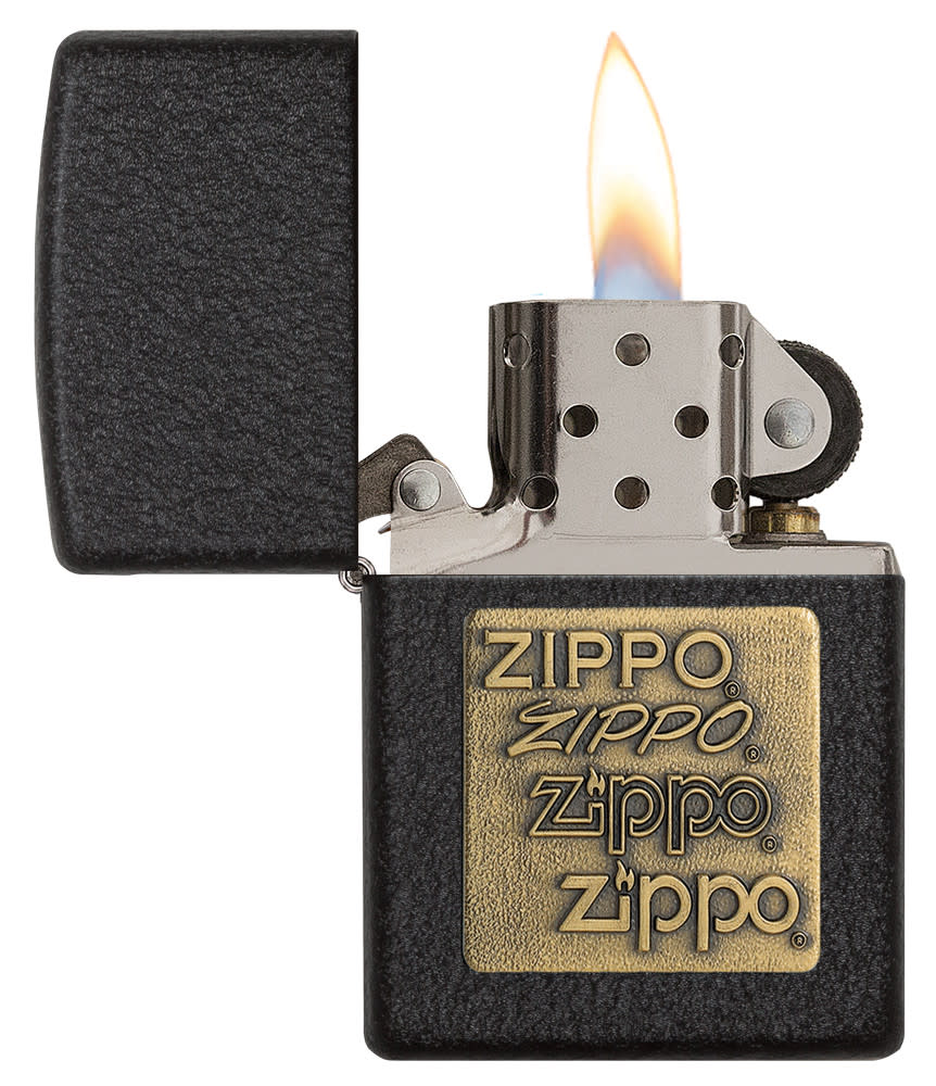 Zippo Upaljač 362 Brass Logo Emblem Black Crackle – slika 3