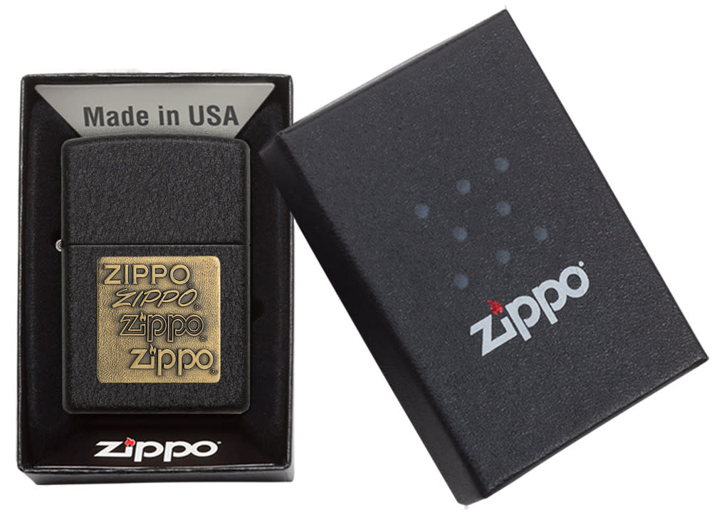 Zippo Upaljač 362 Brass Logo Emblem Black Crackle – slika 5